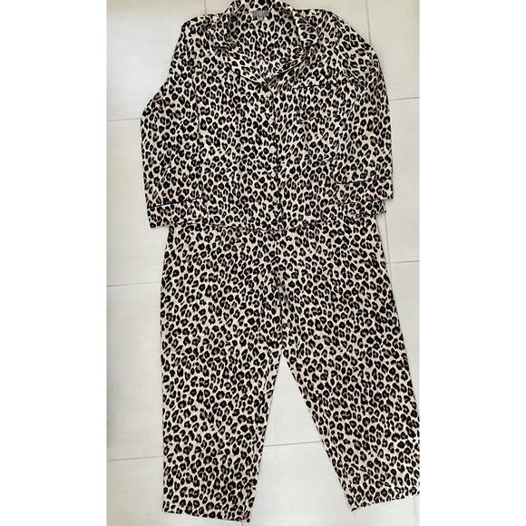Ann Taylor Loft Sleepwear Pajamas Animal Print Loungewear Brown - Picture 1 of 11